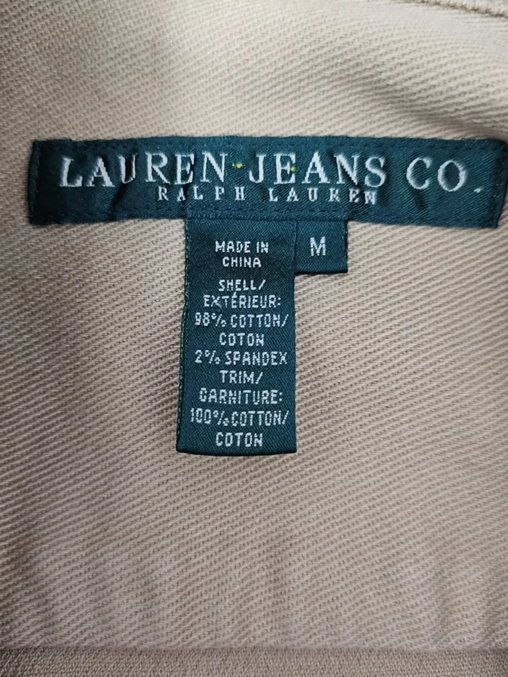 Lauren Jeans Co Ralph Lauren Denim Cotton Boho Corduroy Collar Tan Jacket M Y2K - Picture 2 of 11